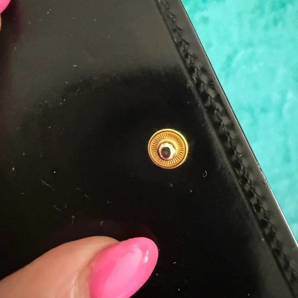 Bulgari Glossy Black Key and card Holder with Gold Chain So pretty!